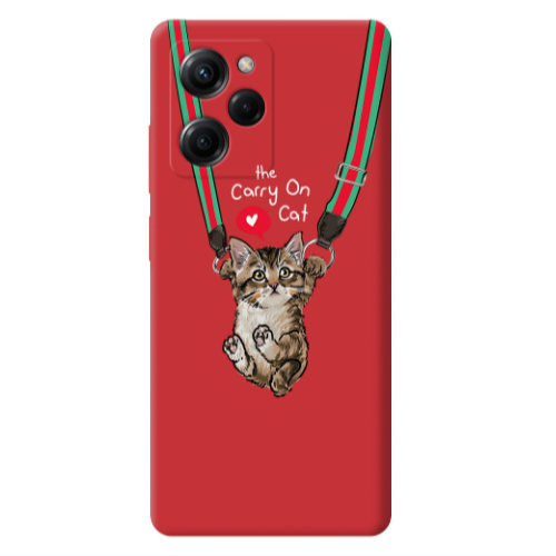 Xiaomi Poco X5 Pro Swinging cat Red Colored Silicone TPU Θήκη