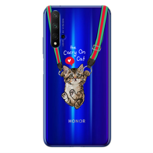 Huawei Nova 5 T Swinging cat Transparent Silicone TPU Θήκη