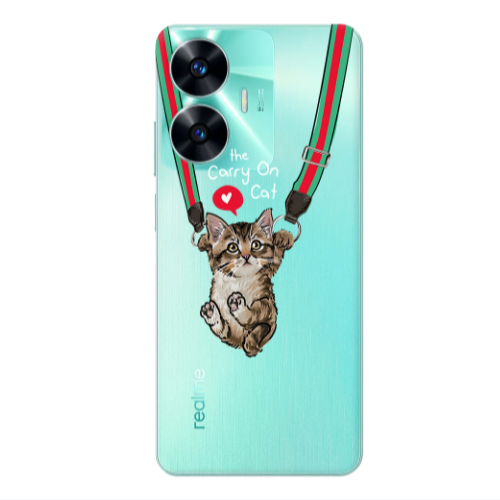 Realme C55 Swinging cat Transparent Silicone TPU Θήκη