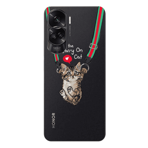 Honor 90 Lite 5G Swinging cat Transparent Silicone TPU Θήκη