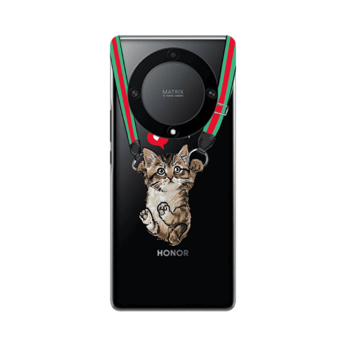 Honor Magic5 Lite 5G Swinging cat Transparent Silicone TPU Θήκη