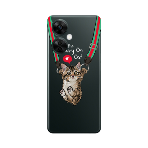 Oneplus Nord CE 3 Lite 5G Swinging cat Transparent Silicone TPU Θήκη