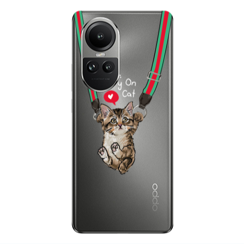 Oppo Reno10 5G Swinging cat Transparent Silicone TPU Θήκη