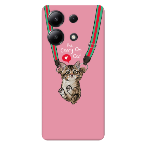 Xiaomi Redmi Note 13 4G Swinging cat Pink Colored Silicone TPU Θήκη
