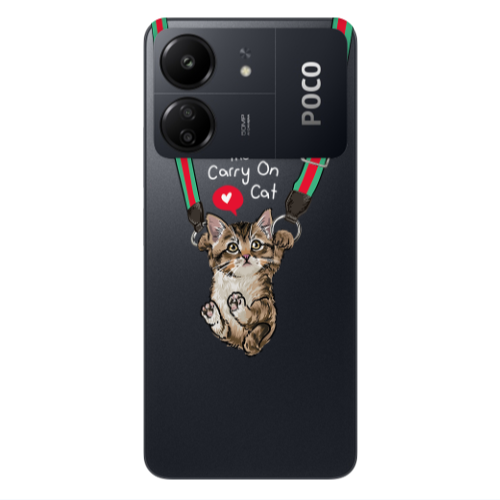Xiaomi Poco C65 Swinging cat Transparent Silicone TPU Θήκη