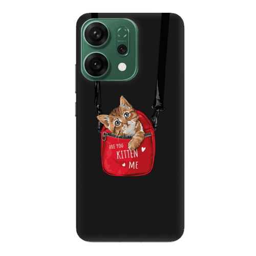 Oppo RENO 14 Are you kitten Black Colored Silicone TPU Θήκη