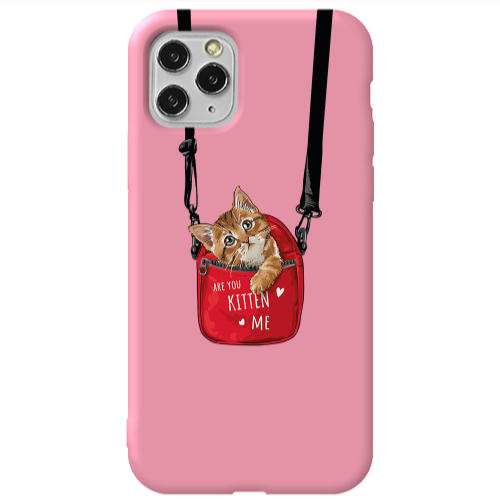 Apple iPhone 11 Pro Are you kitten Pink Colored Silicone TPU Θήκη