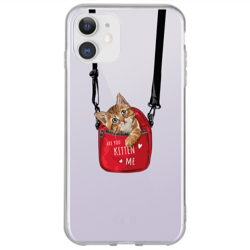 Apple iPhone 12 Are you kitten Transparent Silicone TPU Θήκη