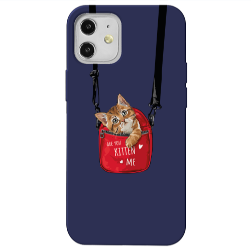 Apple iPhone 12 Are you kitten Dark blue Colored Silicone TPU Θήκη