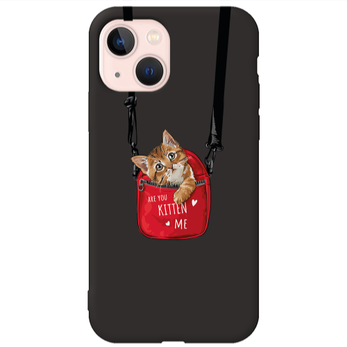Apple iPhone 13 Are you kitten Black Colored Silicone TPU Θήκη