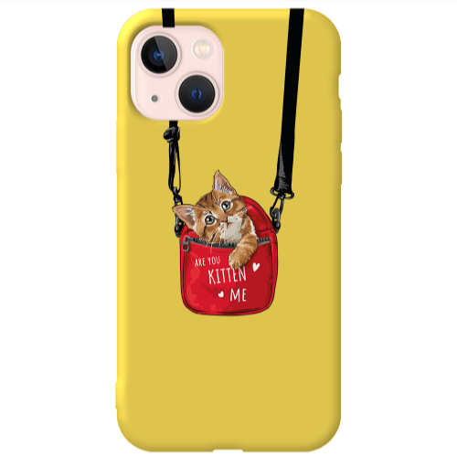 Apple iPhone 13 Are you kitten Yellow Colored Silicone TPU Θήκη