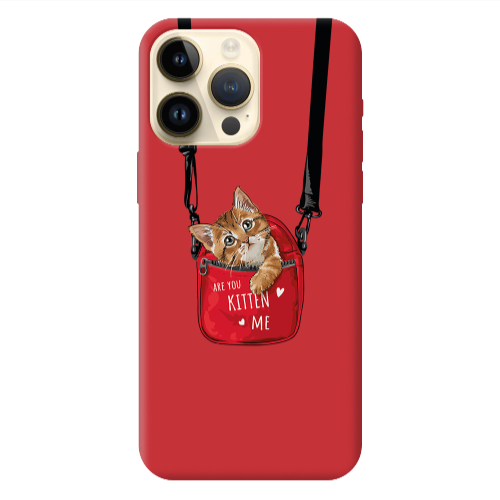 Apple iPhone 13 Pro Max Are you kitten Red Colored Silicone TPU Θήκη