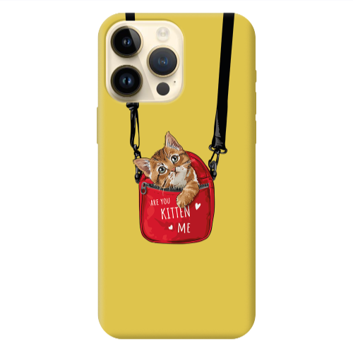 Apple iPhone 13 Pro Max Are you kitten Yellow Colored Silicone TPU Θήκη