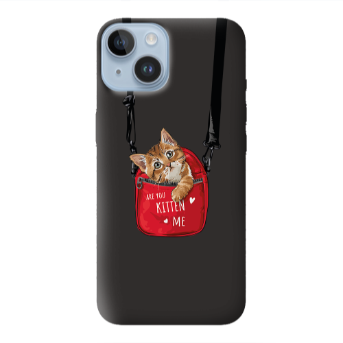 Apple iPhone 14  Are you kitten Black Colored Silicone TPU Θήκη