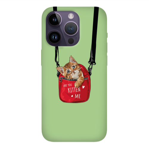 Apple iPhone 14 Pro Max Are you kitten Light Green Colored Silicone TPU Θήκη
