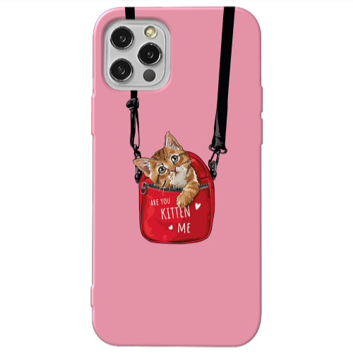 Apple iPhone 13 Pro Are you kitten Pink Colored Silicone TPU Θήκη