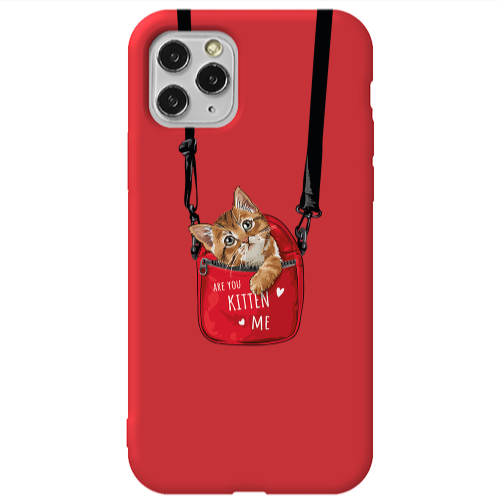 Apple iPhone 11 Pro Max Are you kitten Red Colored Silicone TPU Θήκη