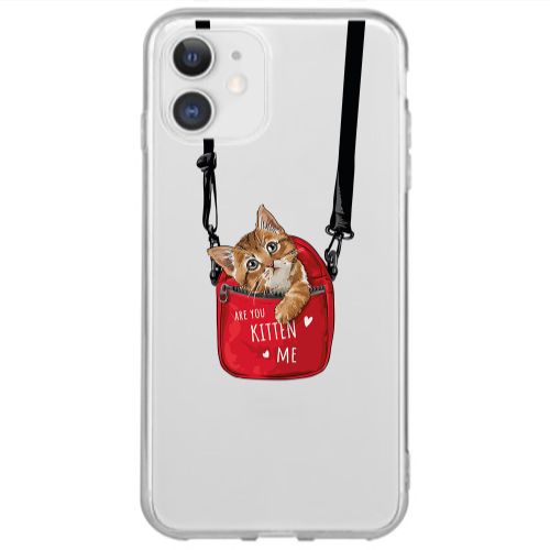 Apple iPhone 12 Mini Are you kitten Transparent Silicone TPU Θήκη