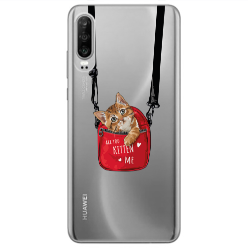 Huawei P30 Are you kitten Transparent Silicone TPU Θήκη