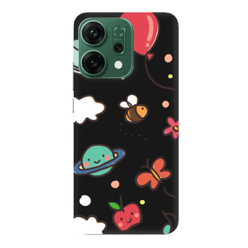 Oppo RENO 14 cute little ones Black Colored Silicone TPU Θήκη