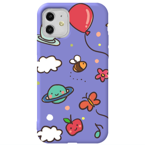 Apple iPhone 11  cute little ones Purple Colored Silicone TPU Θήκη