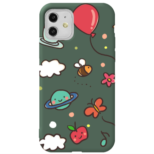 Apple iPhone 11  cute little ones Dark Green Colored Silicone TPU Θήκη