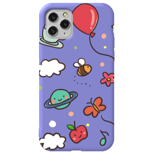Apple iPhone 11 Pro cute little ones Purple Colored Silicone TPU Θήκη