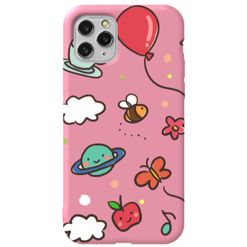 Apple iPhone 11 Pro cute little ones Pink Colored Silicone TPU Θήκη