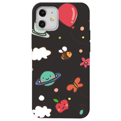 Apple iPhone 12 cute little ones Black Colored Silicone TPU Θήκη
