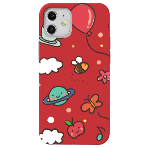 Apple iPhone 12 cute little ones Red Colored Silicone TPU Θήκη