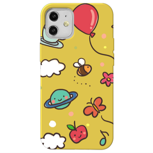 Apple iPhone 12 cute little ones Yellow Colored Silicone TPU Θήκη