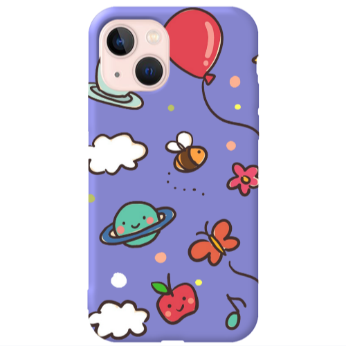 Apple iPhone 13 cute little ones Purple Colored Silicone TPU Θήκη