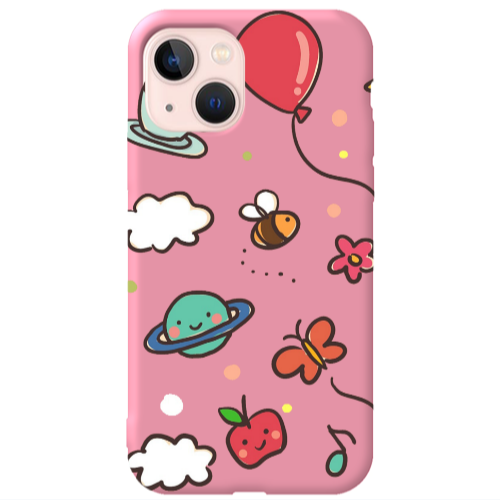 Apple iPhone 13 cute little ones Pink Colored Silicone TPU Θήκη