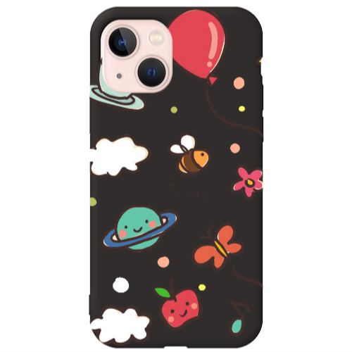Apple iPhone 13 cute little ones Black Colored Silicone TPU Θήκη