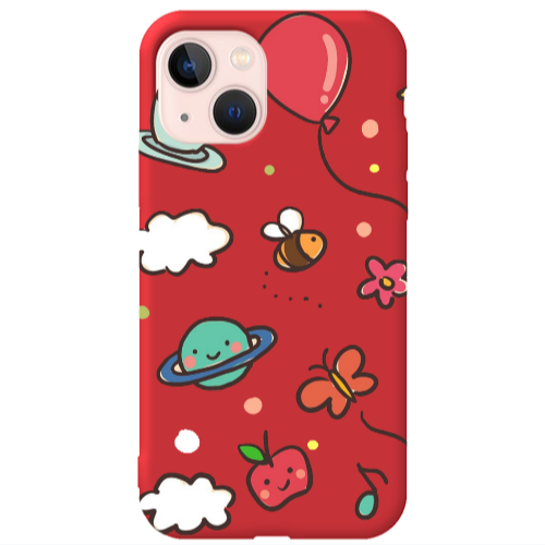 Apple iPhone 13 cute little ones Red Colored Silicone TPU Θήκη