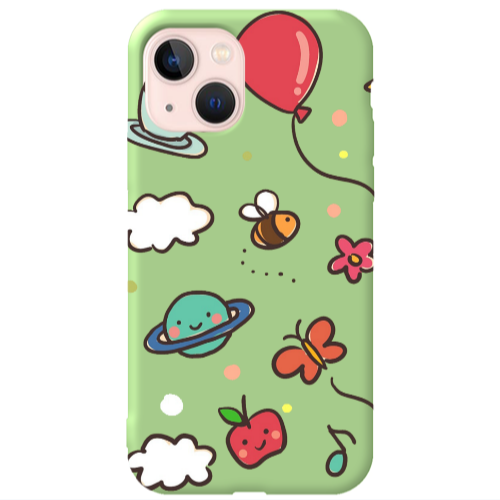 Apple iPhone 13 cute little ones Light Green Colored Silicone TPU Θήκη