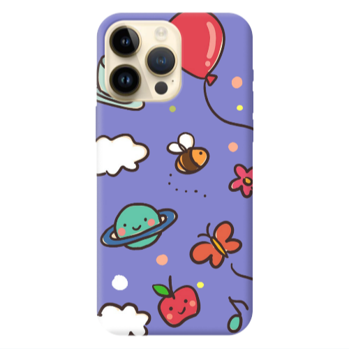 Apple iPhone 13 Pro Max cute little ones Purple Colored Silicone TPU Θήκη