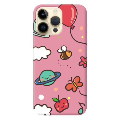 Apple iPhone 13 Pro Max cute little ones Pink Colored Silicone TPU Θήκη