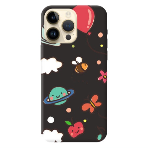 Apple iPhone 13 Pro Max cute little ones Black Colored Silicone TPU Θήκη