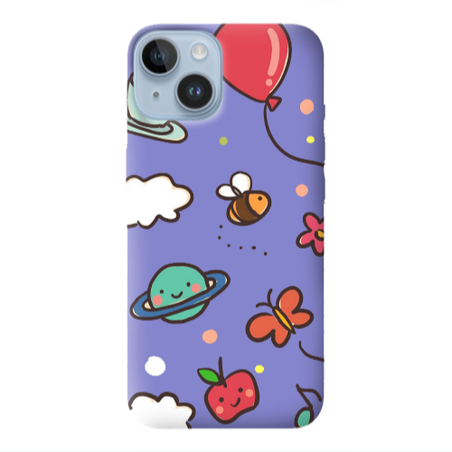 Apple iPhone 14  cute little ones Purple Colored Silicone TPU Θήκη