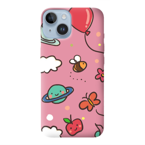 Apple iPhone 14  cute little ones Pink Colored Silicone TPU Θήκη