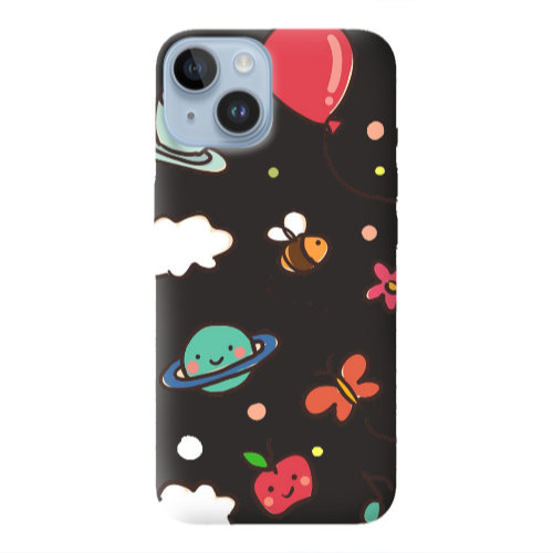 Apple iPhone 14  cute little ones Black Colored Silicone TPU Θήκη
