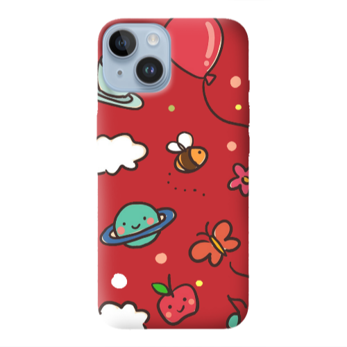 Apple iPhone 14 Plus cute little ones Red Colored Silicone TPU Θήκη