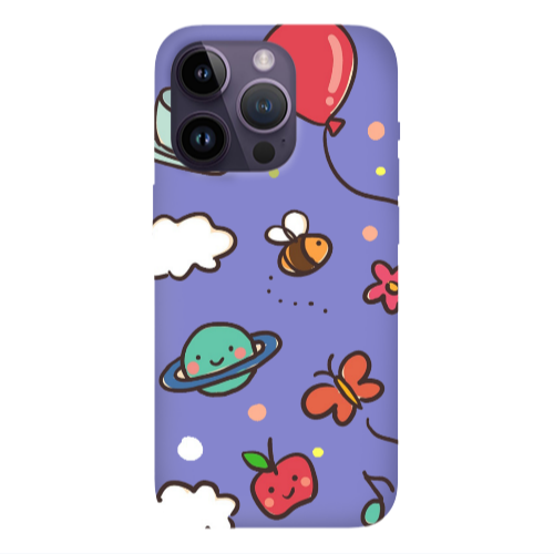 Apple iPhone 14 Pro  cute little ones Purple Colored Silicone TPU Θήκη