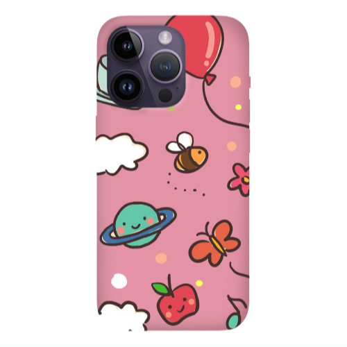 Apple iPhone 14 Pro  cute little ones Pink Colored Silicone TPU Θήκη