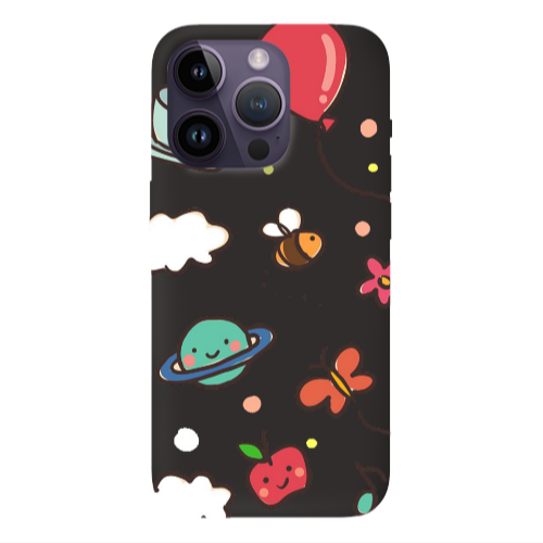Apple iPhone 14 Pro  cute little ones Black Colored Silicone TPU Θήκη
