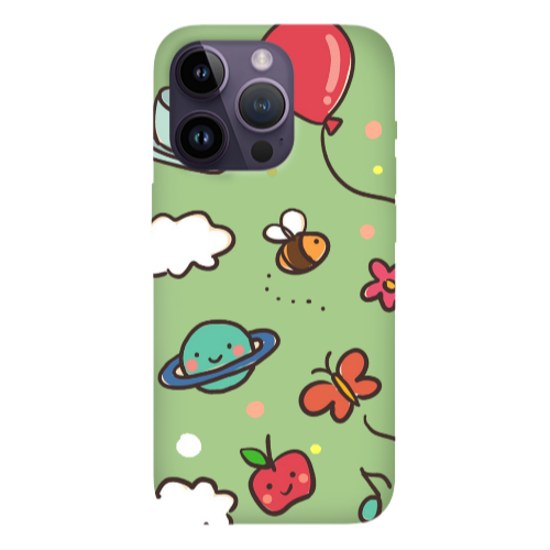 Apple iPhone 14 Pro Max cute little ones Light Green Colored Silicone TPU Θήκη
