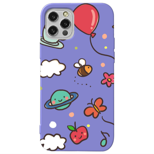Apple iPhone 13 Pro cute little ones Purple Colored Silicone TPU Θήκη
