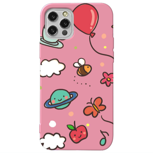 Apple iPhone 13 Pro cute little ones Pink Colored Silicone TPU Θήκη