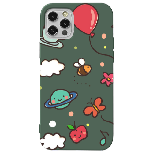 Apple iPhone 13 Pro cute little ones Dark Green Colored Silicone TPU Θήκη